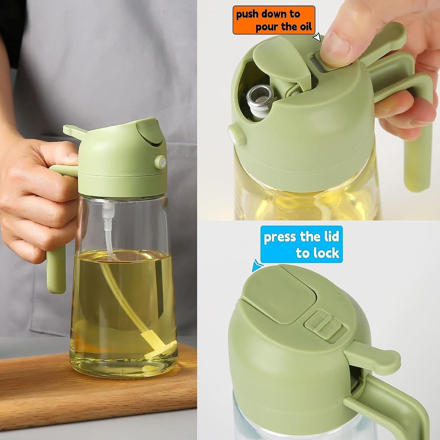 Portable 2 in 1 Oil Sprayer Dispenser 500ml